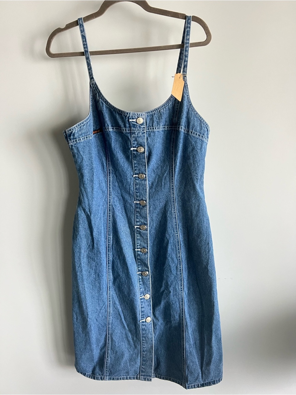 Vintage Revolt Button-Front Denim Slip Dress in Blue